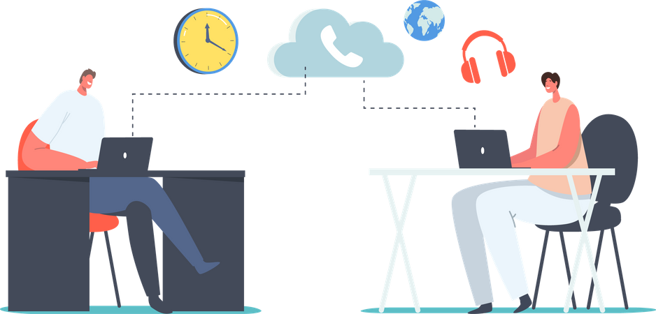 Voice over IP Telecommunication System  Illustration