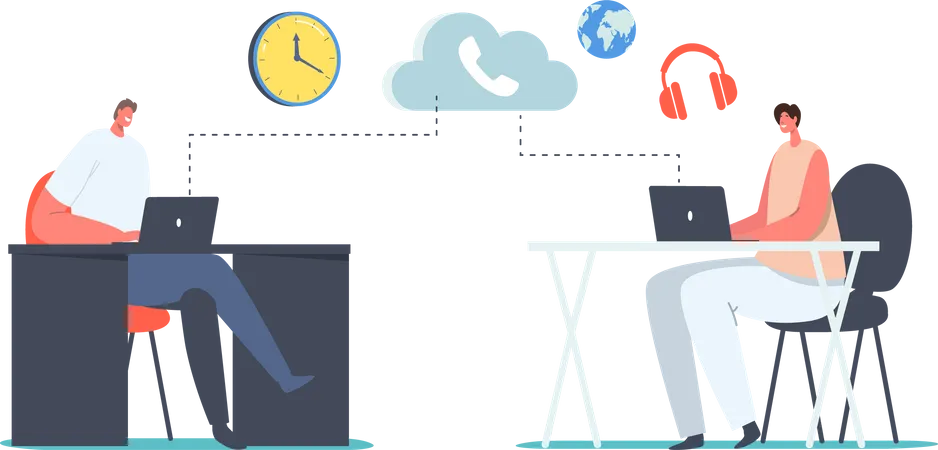 Voice over IP Telecommunication System  Illustration