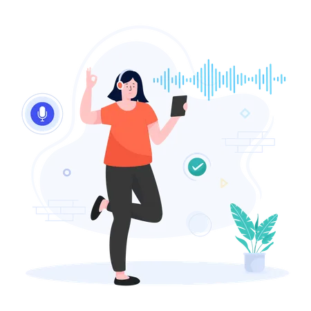 Voice Recognition Vector In Flat Design Illustration