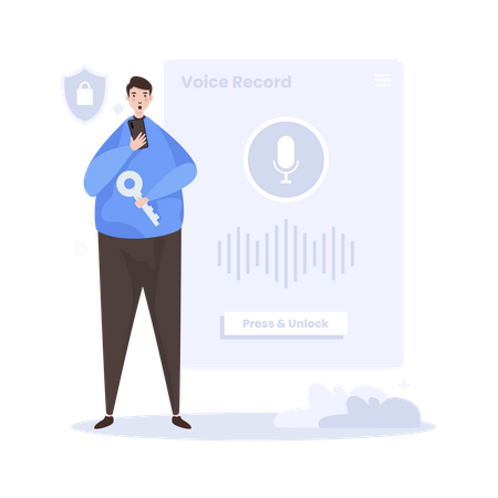 Voice recognition to unlock access  Illustration