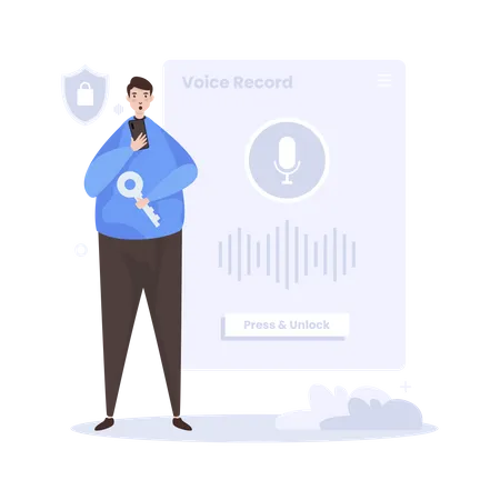 Voice recognition to unlock access  Illustration