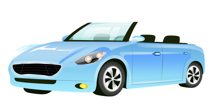 Voiture cabriolet bleue  Illustration