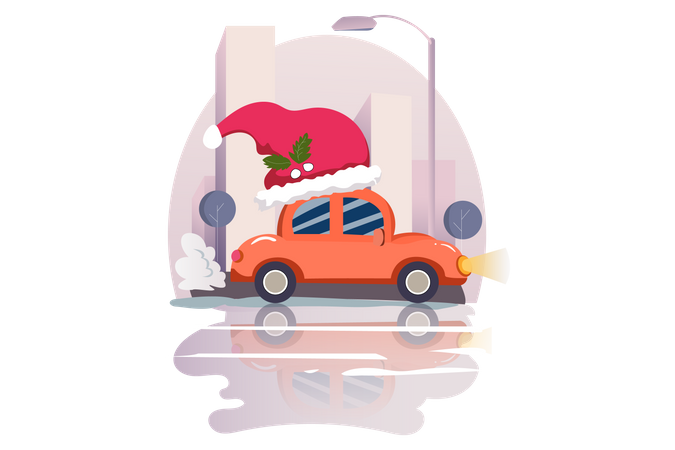 Voiture de Noël  Illustration