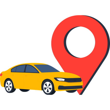 Voiture stationnée à l'emplacement de l'épingle  Illustration