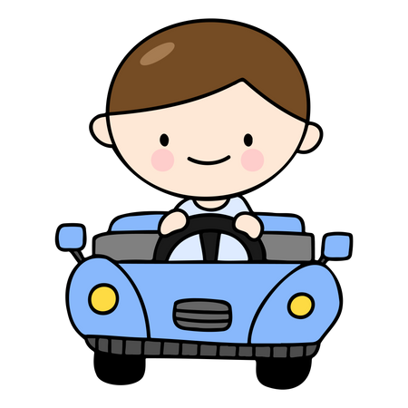 Petit enfant chevauchant une voiture jouet  Illustration