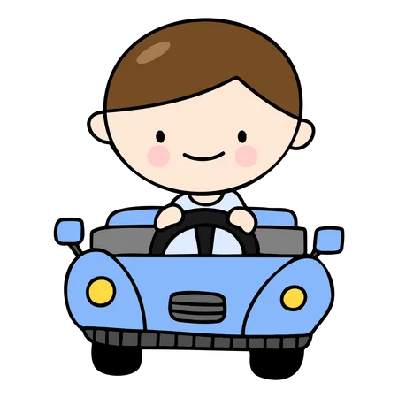 Petit enfant chevauchant une voiture jouet  Illustration