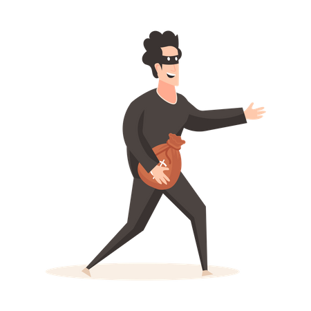 Voleur courant avec un sac à la main  Illustration