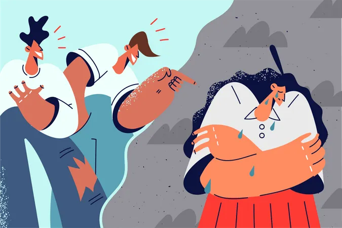 Vollbild Opfer häuslicher Gewalt  Illustration