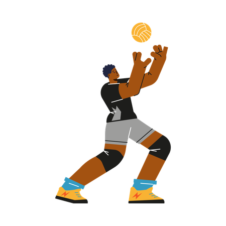 Volleyball player catching and hitting ball  Illustration