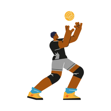 Volleyball player catching and hitting ball  Illustration