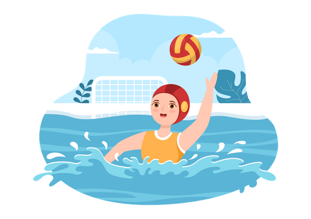 Volleyball player in water Illustration