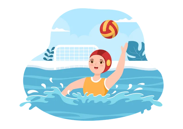 Volleyball player in water  Illustration