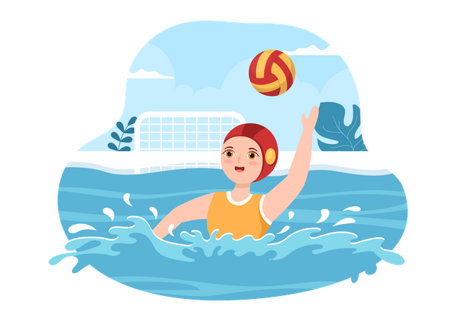 Volleyball player in water  Illustration