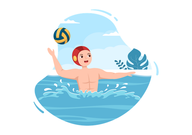 Volleyball player playing in swimming pool Illustration