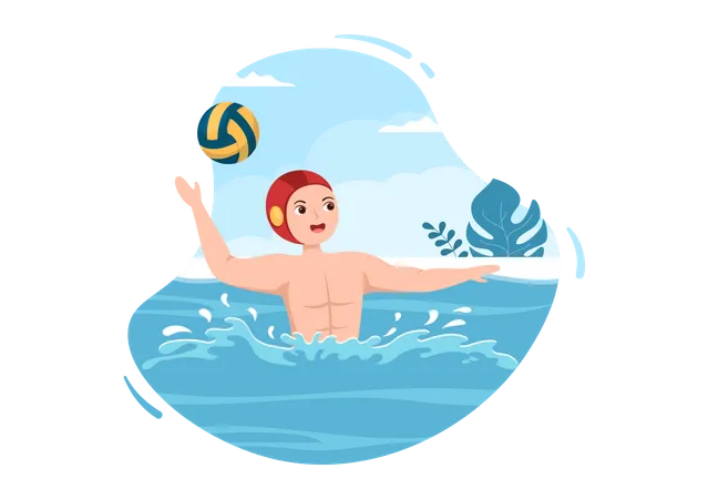 Volleyball player playing in swimming pool Illustration