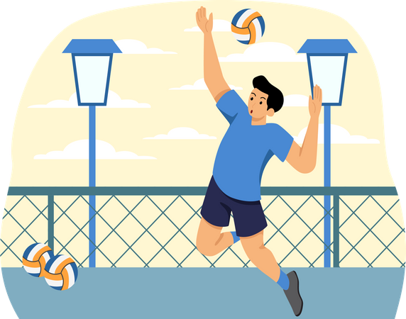 Volleyball Player Smashing  Illustration
