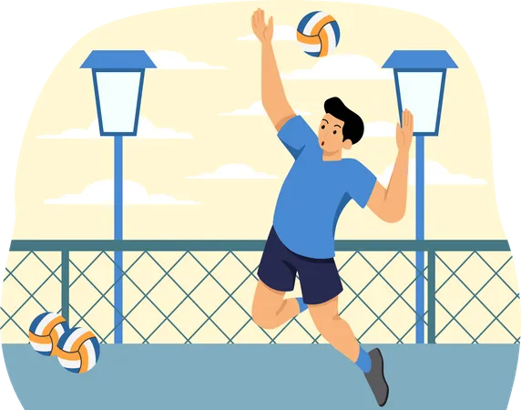 Volleyball Player Smashing  Illustration