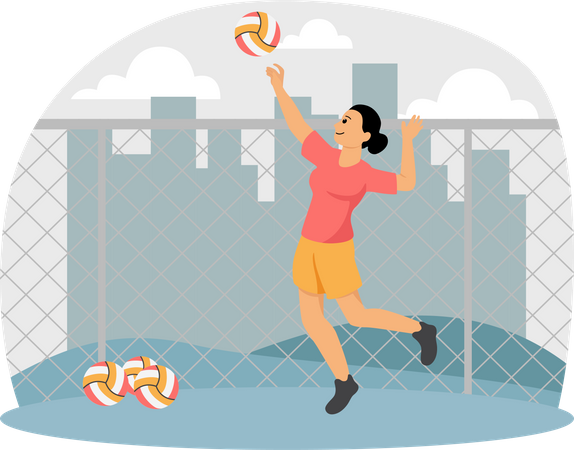 Volleyball Player Smashing  Illustration