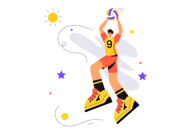 Volleyball Player throws ball on other side  Illustration