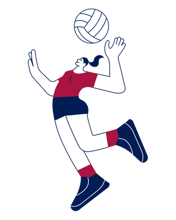 Volleyball player woman serving ball Illustration