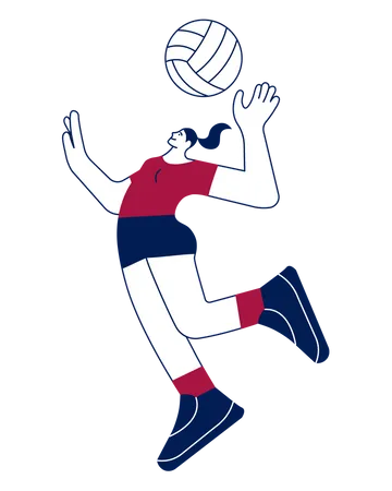 Volleyball player woman serving ball  Illustration