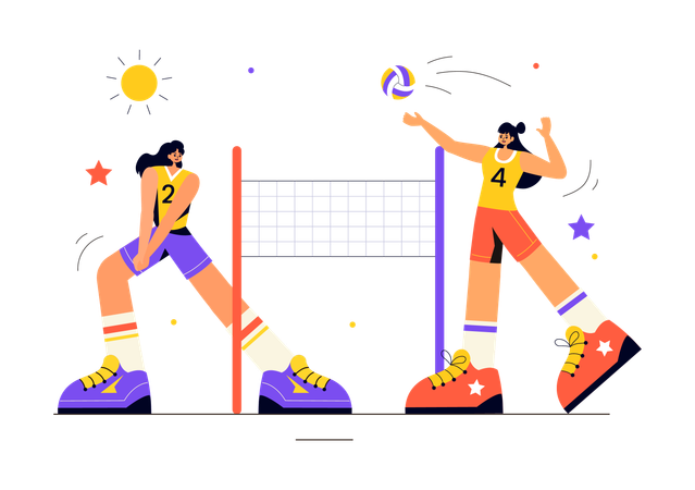 Volleyballspieler nehmen am Wettkampf teil  Illustration