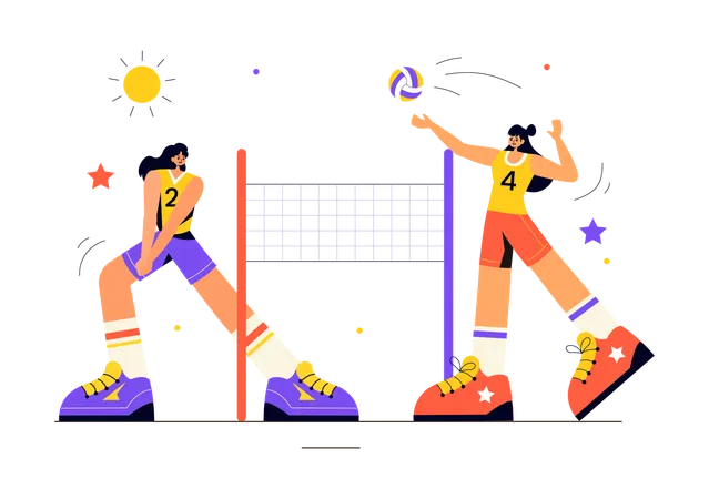 Volleyballspieler nehmen am Wettkampf teil  Illustration