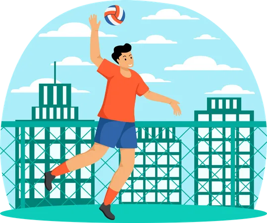 Volleyballspieler zerschmettern  Illustration