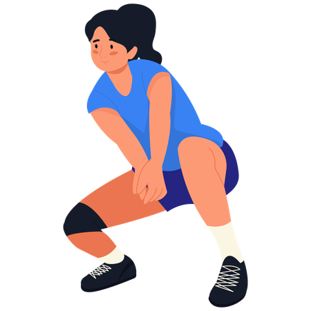 Volleyballspielerin in Abwehrhaltung  Illustration