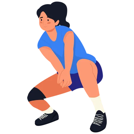 Volleyballspielerin in Abwehrhaltung  Illustration
