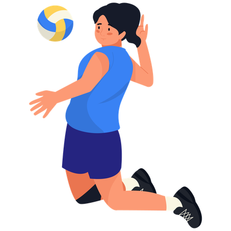 Volleyballspielerin mit Knieaufschlag  Illustration