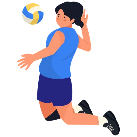 Volleyballspielerin mit Knieaufschlag  Illustration