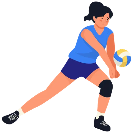 Volleyballspielerin macht Dig Pass  Illustration