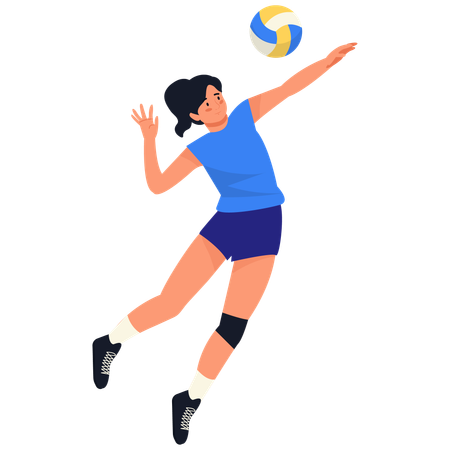 Sprungaufschlag einer Volleyballspielerin  Illustration