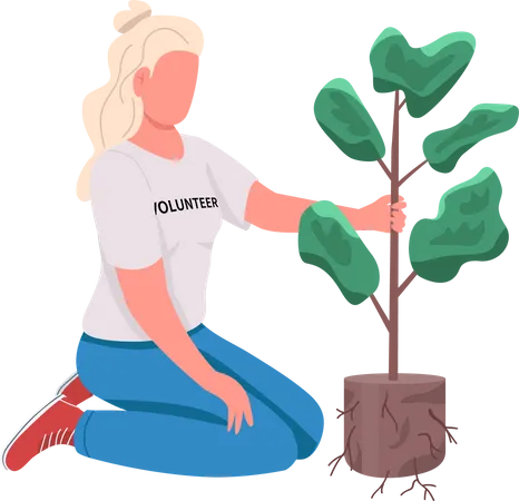 Voluntário com vegetação  Ilustração