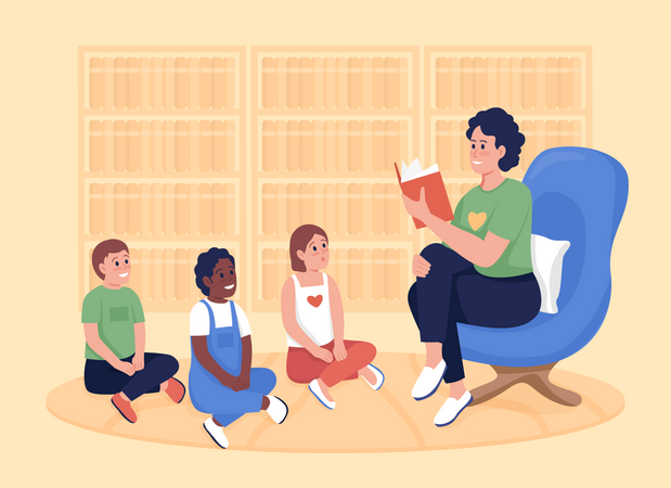 Voluntário na biblioteca infantil  Illustration