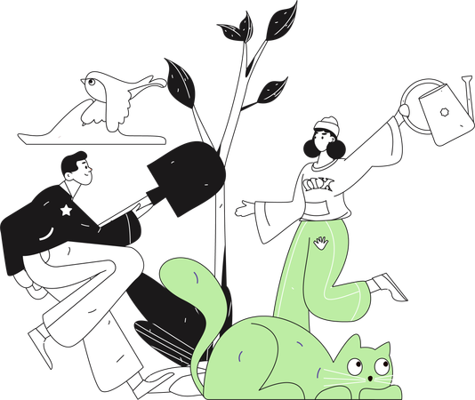 Voluntários trabalhando para salvar o planeta  Illustration