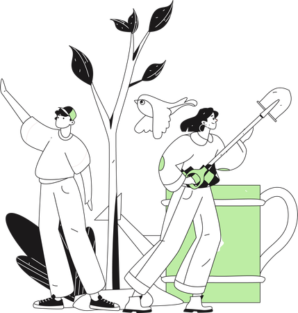 Voluntários trabalhando para salvar o planeta  Illustration