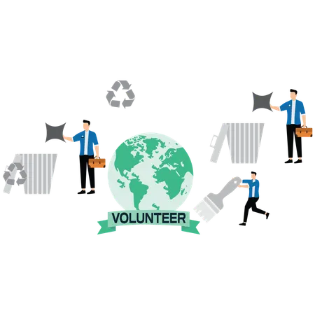 Volunteer campaign for environmental protection and greening planet  Illustration