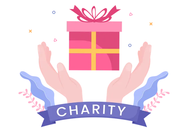 Love Charity Or Giving Donation Via Volunteer Team Worked Together To Help And Collect Donations For Poster Or Banner In Flat Design Illustration Illustration