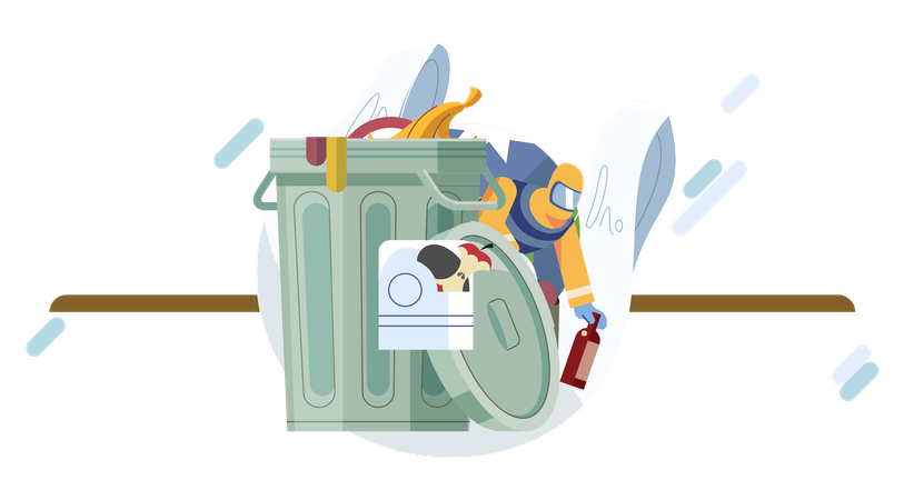 Volunteer cleaning city from human activity waste  Illustration