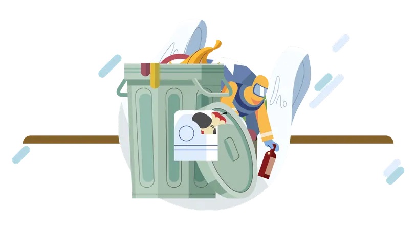 Volunteer cleaning city from human activity waste  Illustration