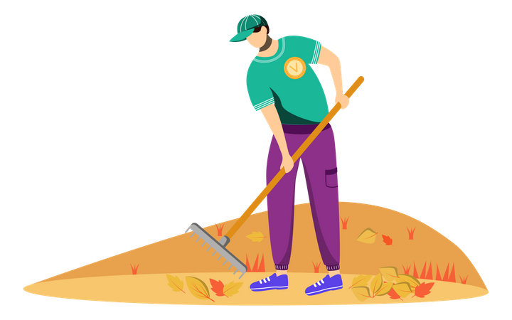 Volunteer cleaning leaves Illustration