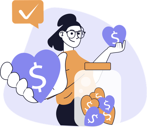 Volunteer collects money for donation  Illustration
