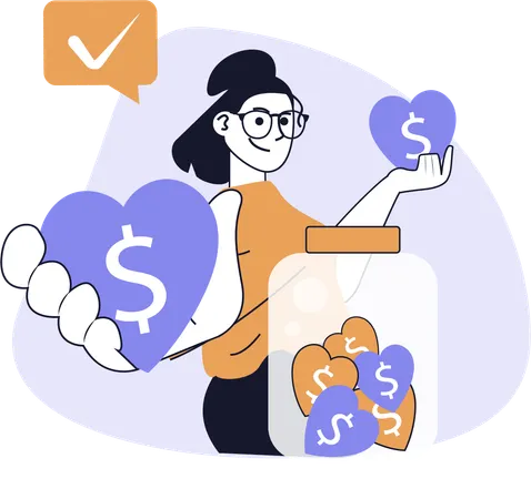 Volunteer collects money for donation  Illustration