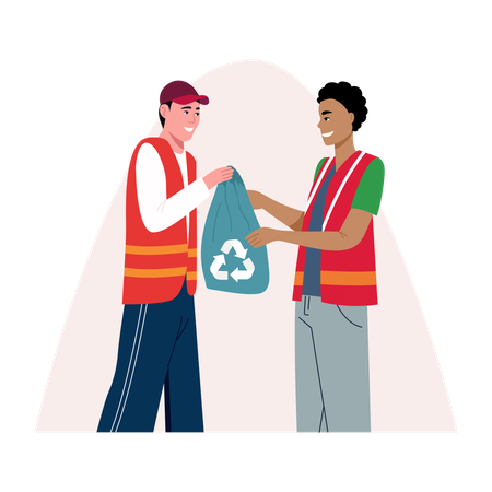 Volunteer Donating garbage  Illustration