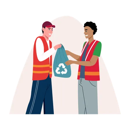 Volunteer Donating garbage  Illustration
