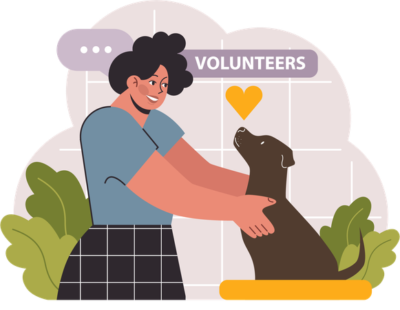 Volunteer is adopting pet dog  Illustration