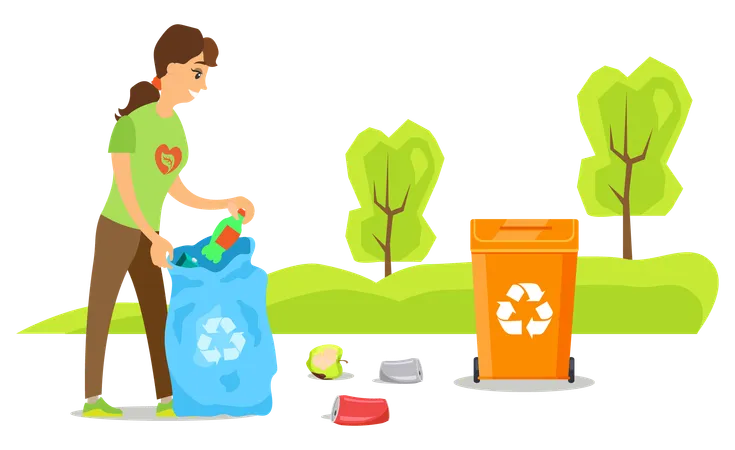 Volunteer sorting garbage  Illustration