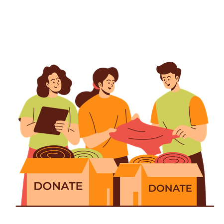 Volunteer sorting shirt donate  Illustration